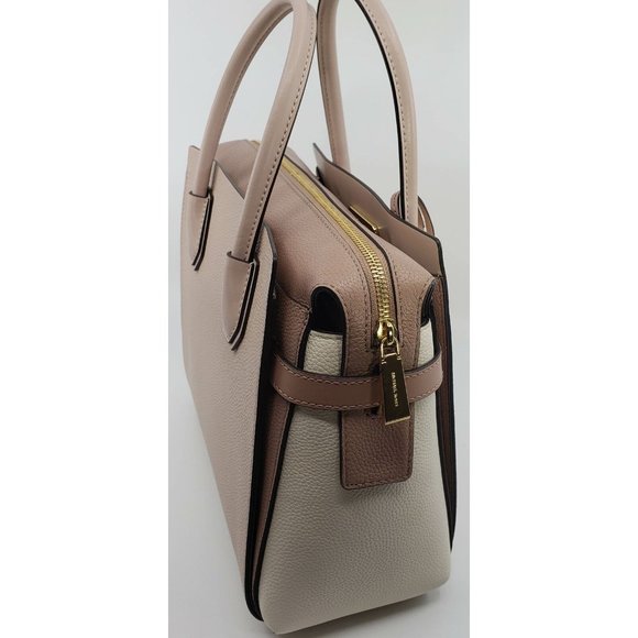 New Michael Kors Mercer Medium Tri-Color Pebbled Leather Belted Satchel $358.00 - Picture 5 of 7